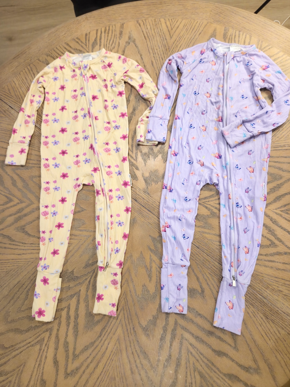 Lil Miimie Ribbed Bamboo Zippy Pajama Bundle 2pc Summer Bloom Butterfly 12-18M